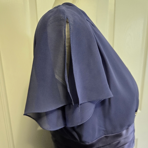 Patra deep periwinkle navy blue tiered maxi mother of the bride evening gown - Picture 7 of 9